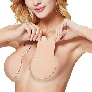 Beige Push up Nipple covers Backless Sticky Bra